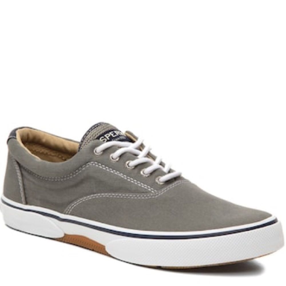 Sperry Top-Sider Halyard Laceless Slip-On Men’s Gray Canvas Sneakers 10.5 New